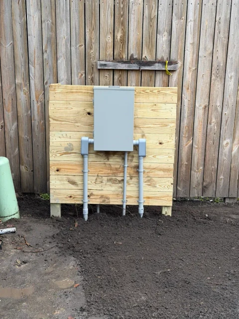 Outdoor electrical equipment at an outbuilding