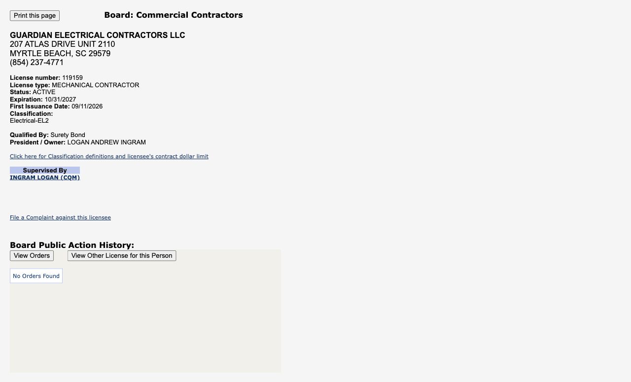 Historical state license lookup image captured October 13, 2026; check current status through Our Credentials